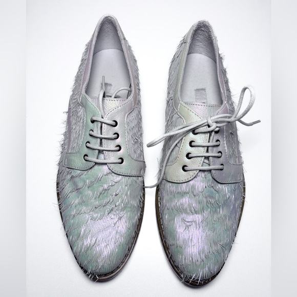 Miista Iridescent Fringed Leather Lace Up Oxford Loafer Dress Shoes 38 - Picture 1 of 7
